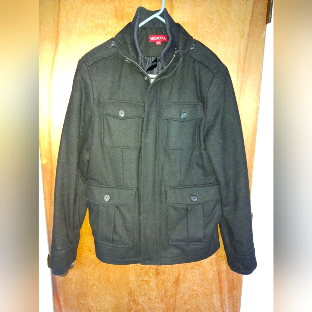 Mens Merona Black Four Pocket Winter Coat rn17730 vn1074381